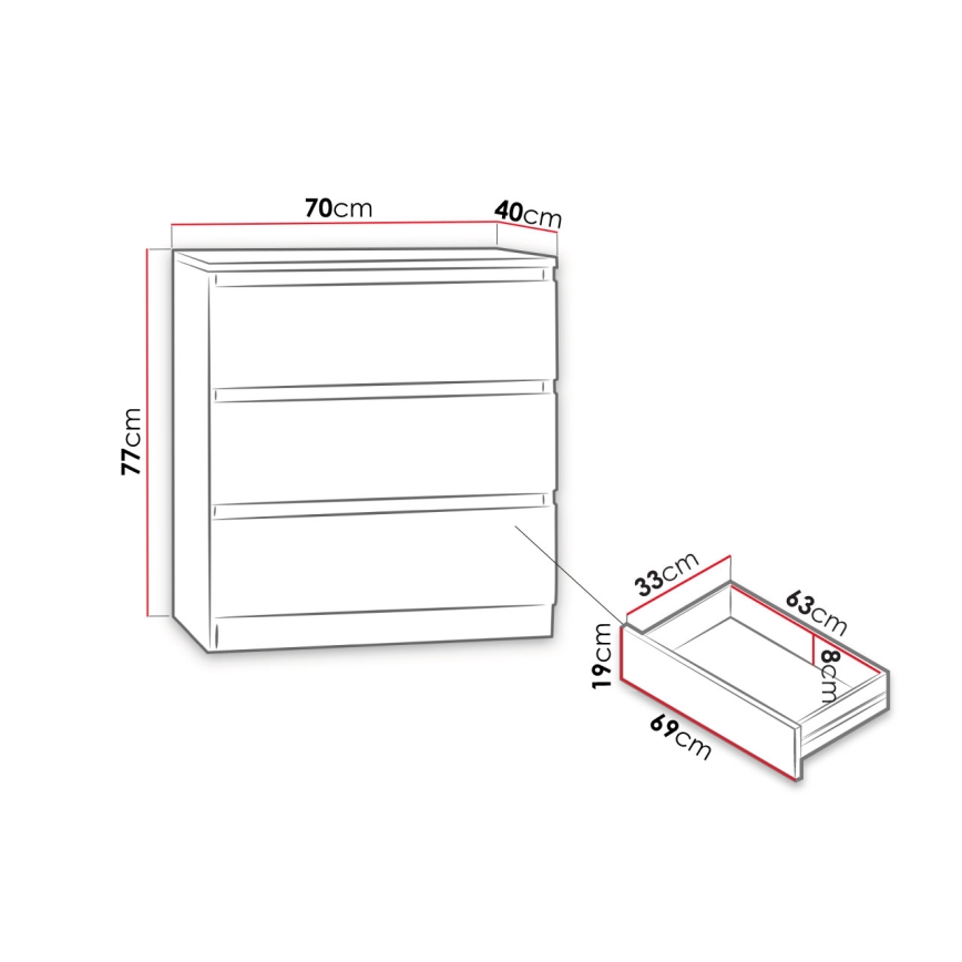 Skab MALWA 77x70 cm sort
