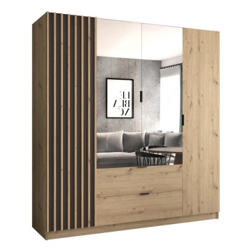Skab med spejl VISTA 200x215 cm artisan eg/grafit