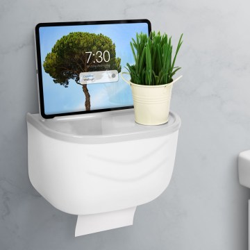 Skab med toiletpapirholder 21x13,5 cm hvid/grå