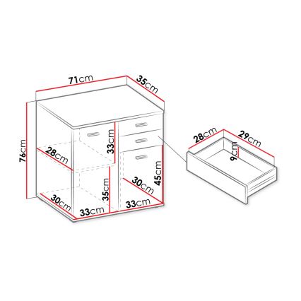 Skab MIKE 76x71 cm hvid