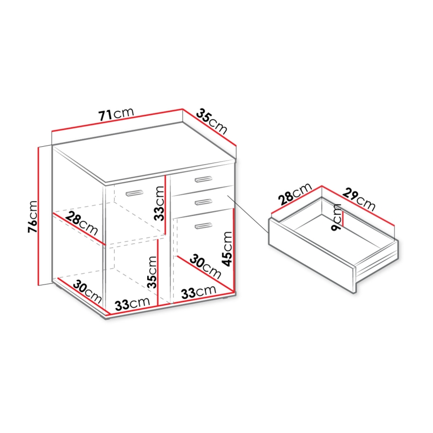 Skab MIKE 76x71 cm hvid