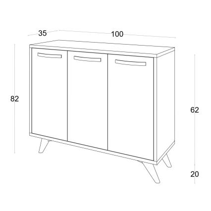 Skab PIFFA 100x82 cm hvid