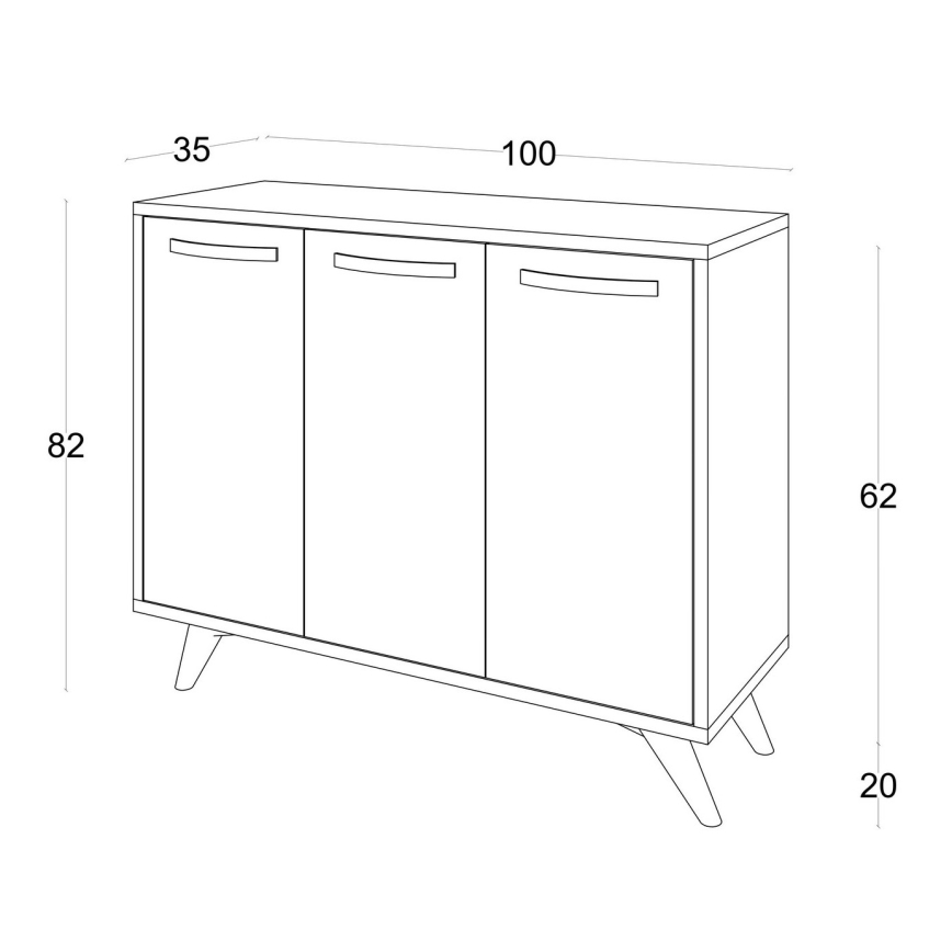 Skab PIFFA 100x82 cm hvid