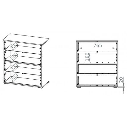 Skab SARPA 96x86 cm hvid/brun