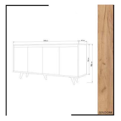 Skab SHANS 86x140 cm brun/hvid