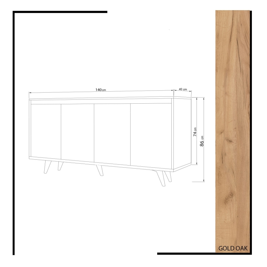 Skab SHANS 86x140 cm brun/hvid