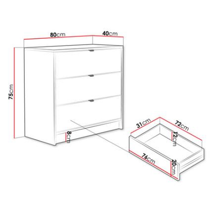 Skab TIRENO 75x80 cm hvid