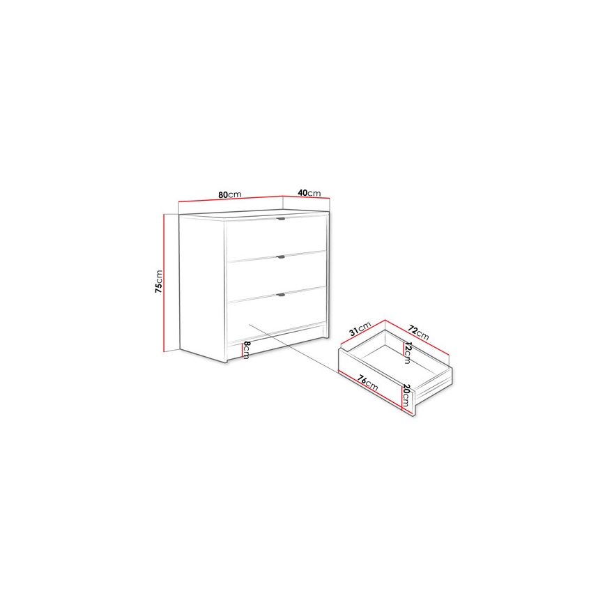Skab TIRENO 75x80 cm hvid