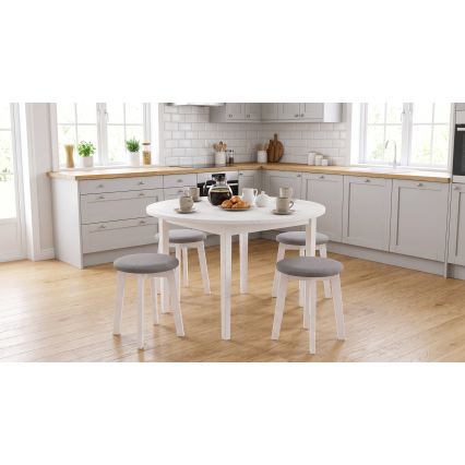 Skammel KUBE Ø 36 cm hvid/grå