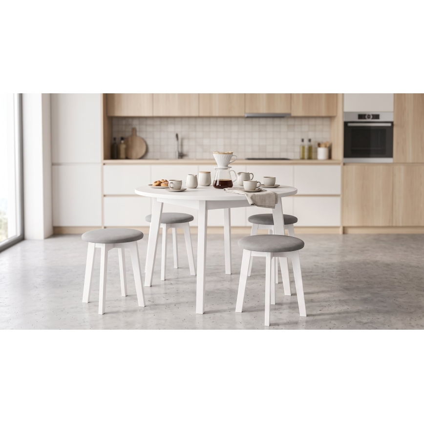 Skammel KUBE Ø 36 cm hvid/grå