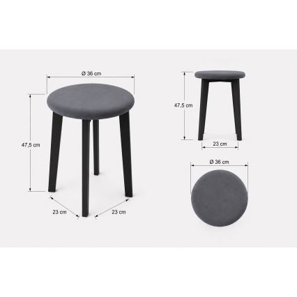 Skammel KUBE Ø 36 cm sort/antracit