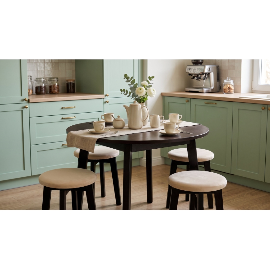 Skammel KUBE Ø 36 cm sort/beige