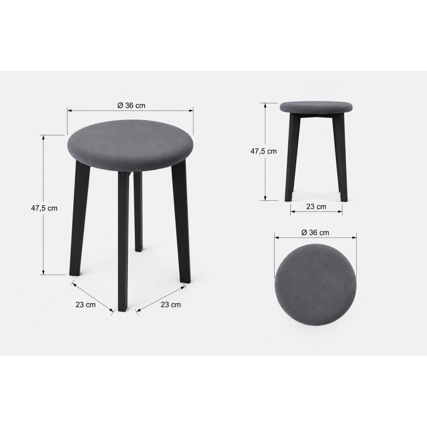 Skammel KUBE Ø 36 cm sort/beige