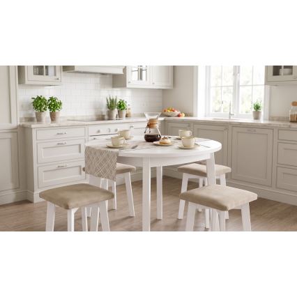 Skammel LUBE 36x36 cm hvid/beige