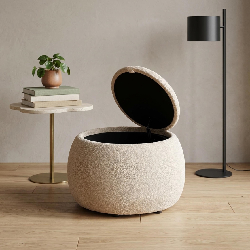 Skammel PAKS Ø 50 cm beige