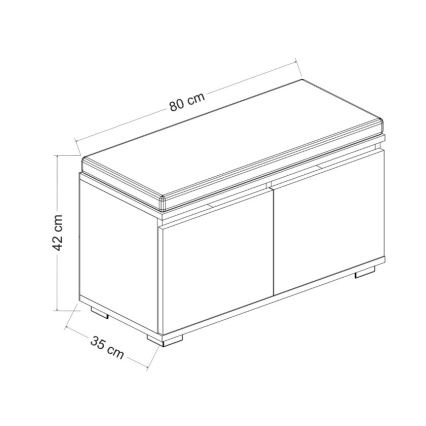 Skoskab DRAGO 42x80 cm hvid/sort