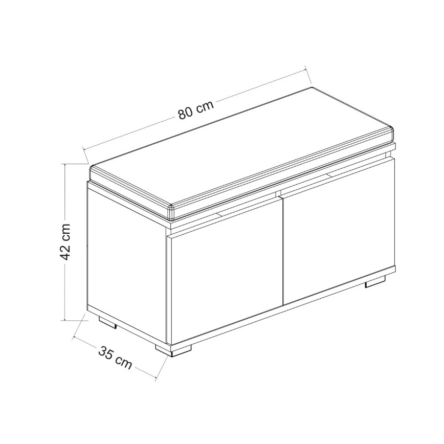 Skoskab DRAGO 42x80 cm hvid/sort