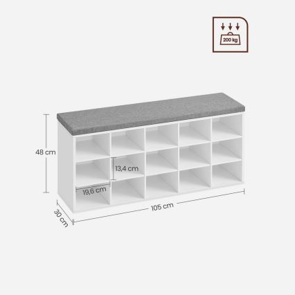 Skoskab VOREN 105x48x30 cm hvid/grå