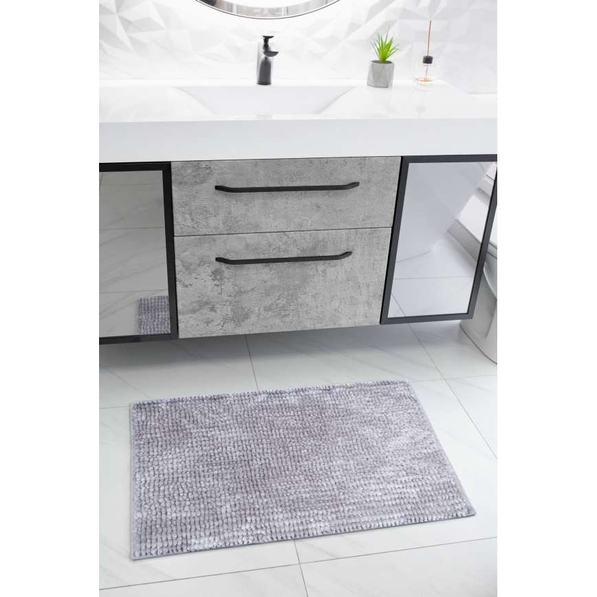Skridsikker badeværelsesmåtte CHENILLE 50 x 80 cm grå