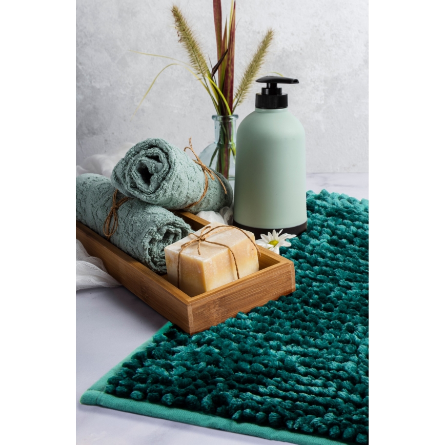 Skridsikker CHENILLE bademåtte 50x80 cm turkis