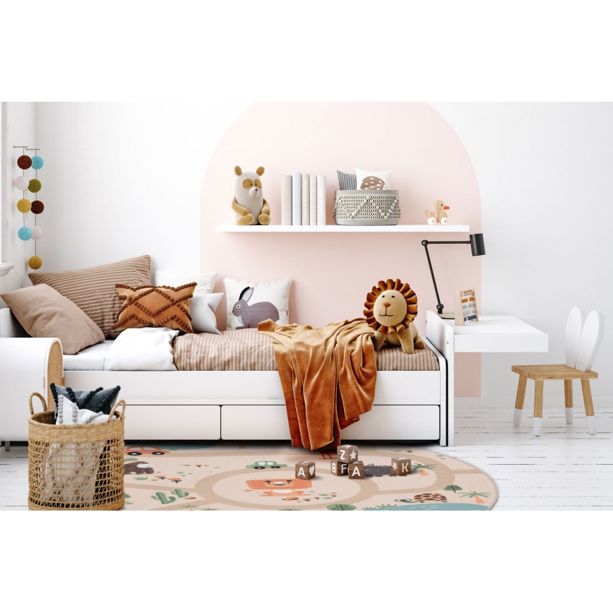 Skridsikkert børnetæppe ARES STREETS 160 cm beige/safari