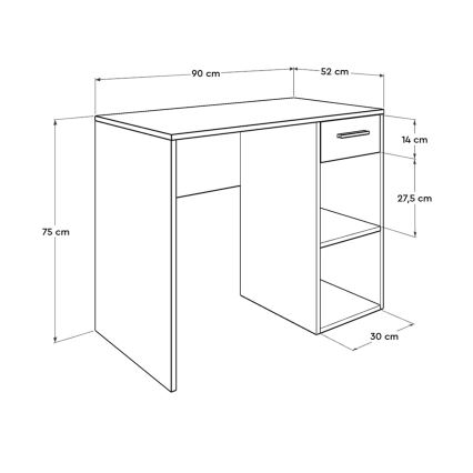 Skrivebord 75x90 cm hvid