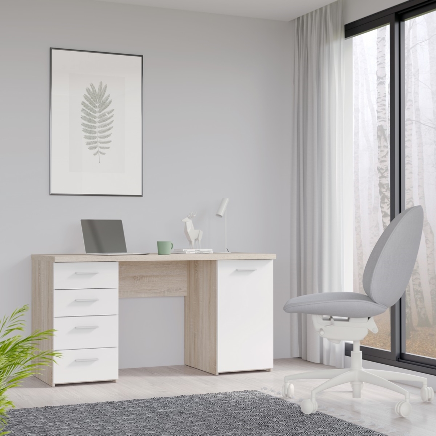 Skrivebord ARENO hvid/sonoma-eg