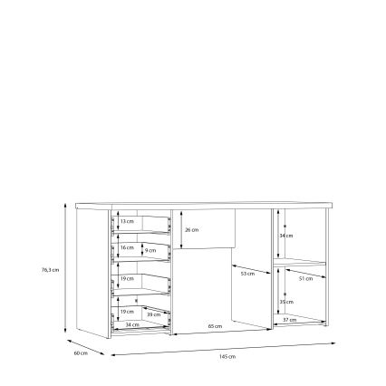 Skrivebord ARENO hvid/sonoma-eg