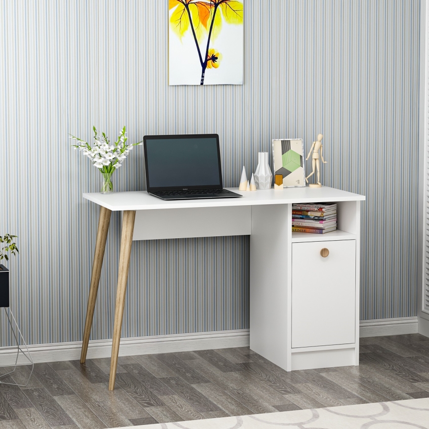 Skrivebord CANNAS 110x74 cm hvid/brun