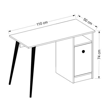 Skrivebord CANNAS 110x74 cm hvid/brun