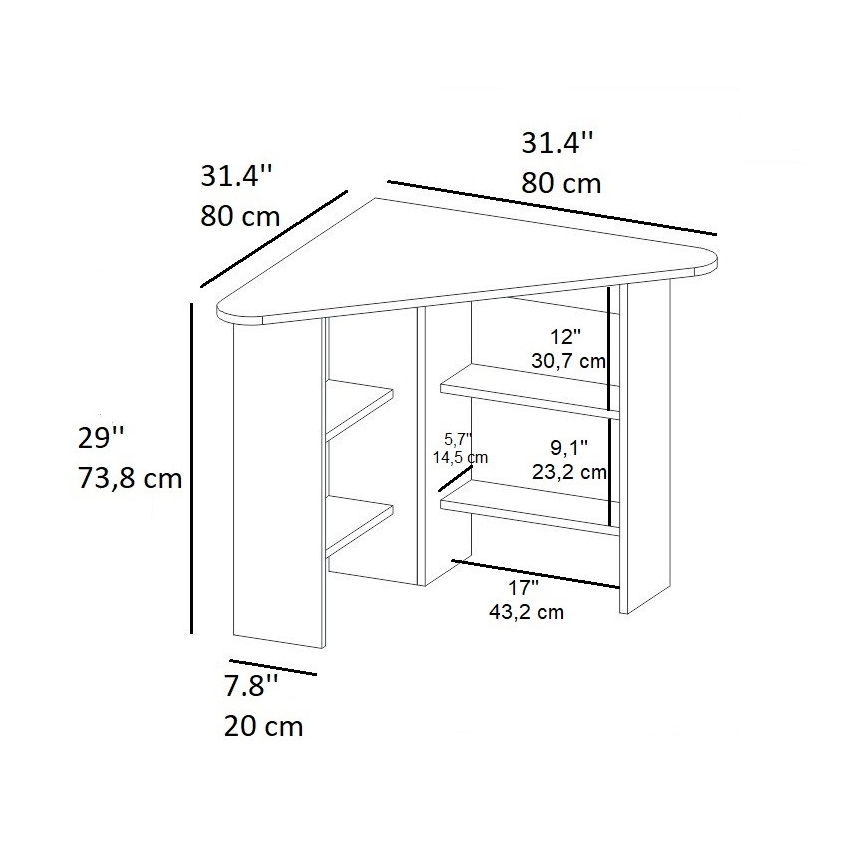 Skrivebord CORNER 73,8x80 cm antracit