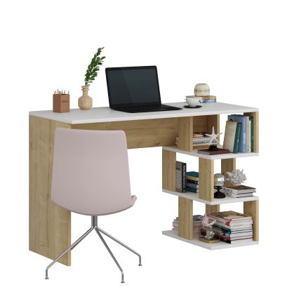 Skrivebord DARDANOS 110x73,8 cm beige/hvid