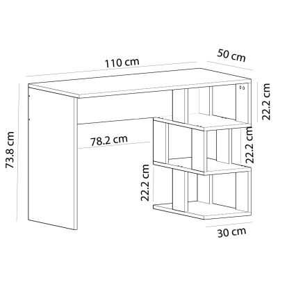 Skrivebord DARDANOS 110x73,8 cm beige/hvid