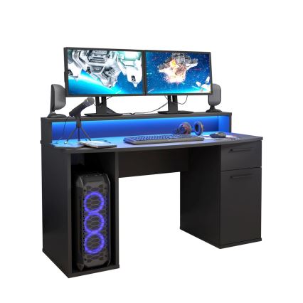 Skrivebord IVAR med indbygget belysning i sort