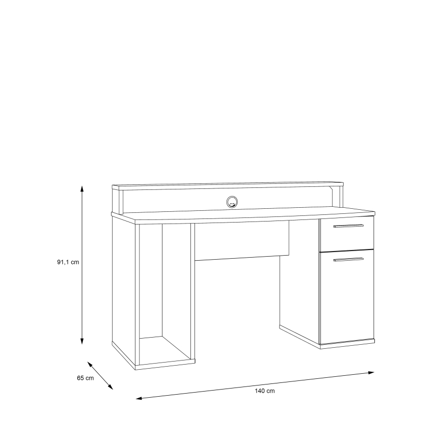 Skrivebord IVAR med indbygget belysning i sort