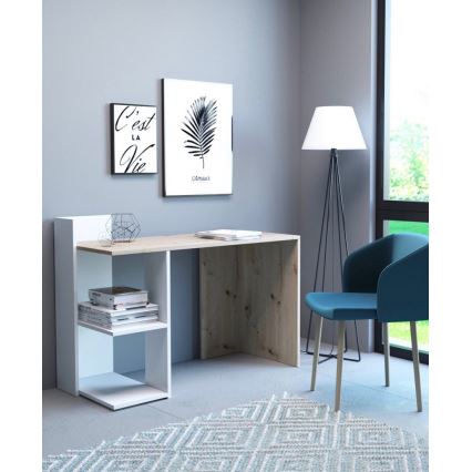 Skrivebord MARLO, Artisan-eg/hvid