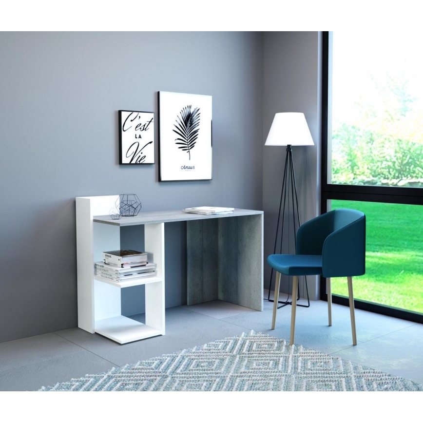 Skrivebord MARLO betongrå/hvid