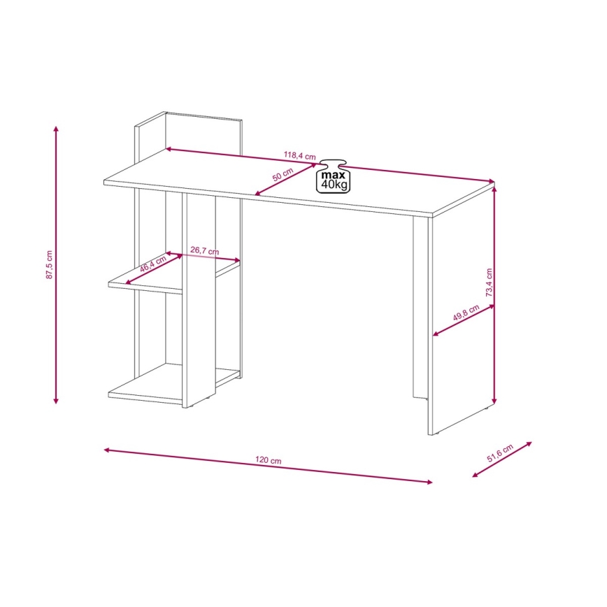 Skrivebord MARLO betongrå/hvid