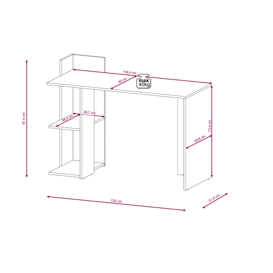 Skrivebord MARLO egetræ artisan/antracit