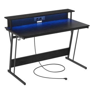 Skrivebord med baggrundsbelysning SOLEA-X sort