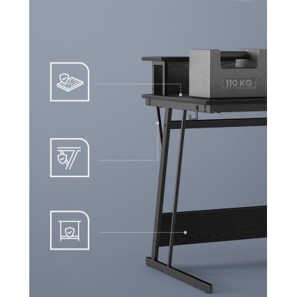Skrivebord med baggrundsbelysning SOLEA-X sort