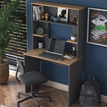 Skrivebord med en hylde RANI 90x155,6 cm antracit/brun