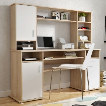 Skrivebord med hylde ELIAN 160x53 cm sonoma-eg/hvid