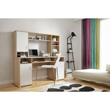 Skrivebord med hylde ELIAN 160x53 cm sonoma-eg/hvid