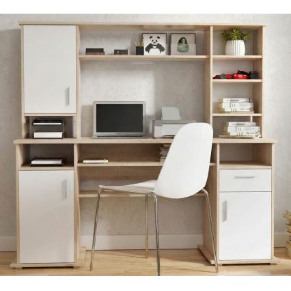 Skrivebord med hylde ELIAN 160x53 cm sonoma-eg/hvid