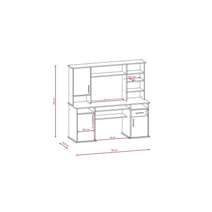 Skrivebord med hylde ELIAN 160x53 cm sonoma-eg/hvid