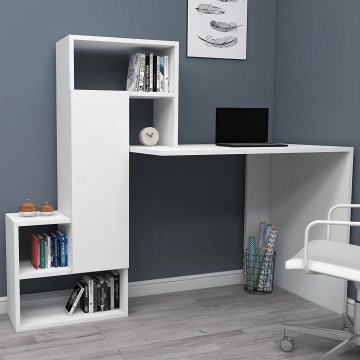 Skrivebord med hylde IRMAK 119x138,6 cm hvid
