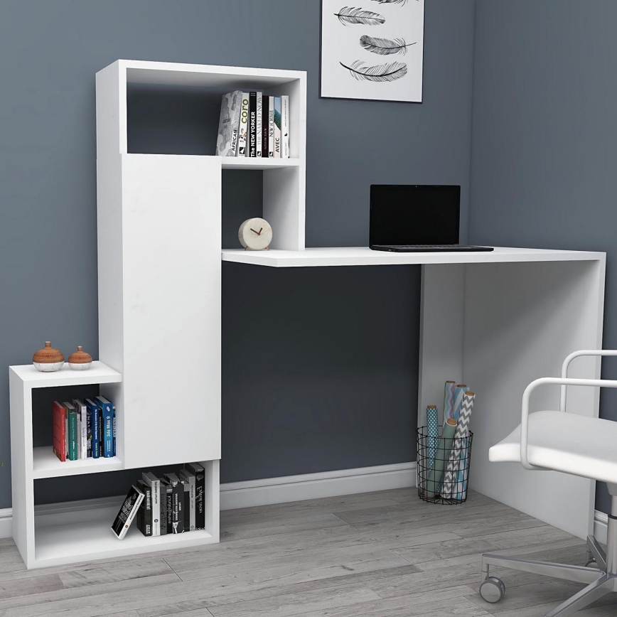 Skrivebord med hylde IRMAK 119x138,6 cm hvid