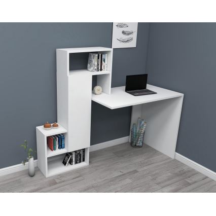 Skrivebord med hylde IRMAK 119x138,6 cm hvid
