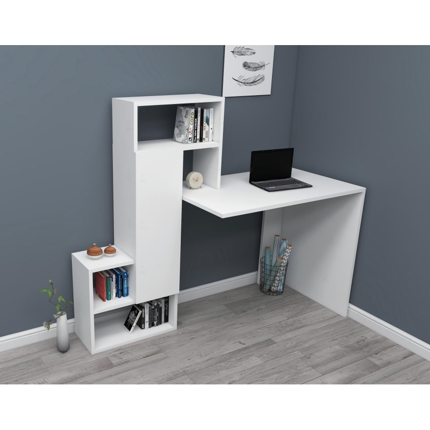 Skrivebord med hylde IRMAK 119x138,6 cm hvid